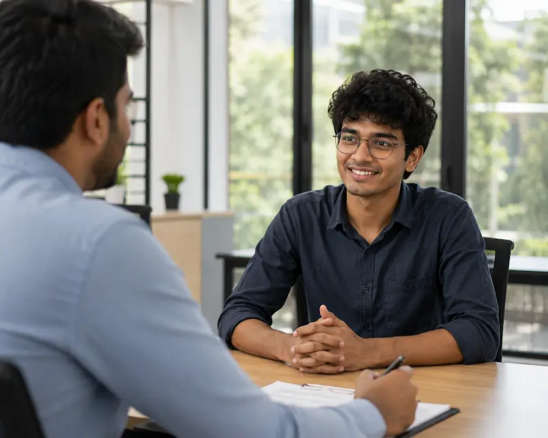 A mock interview session at BlueTick