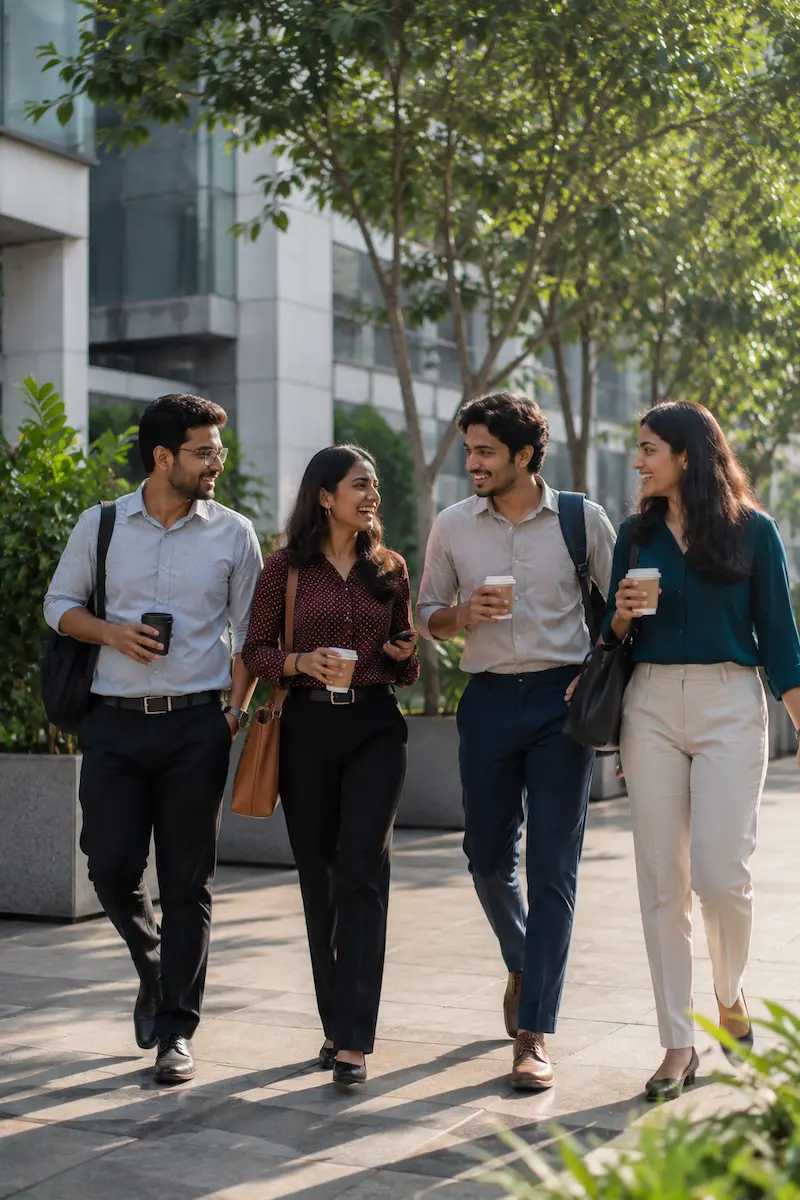 Working professionals arriving for a weekend batch at BlueTick, Indiranagar