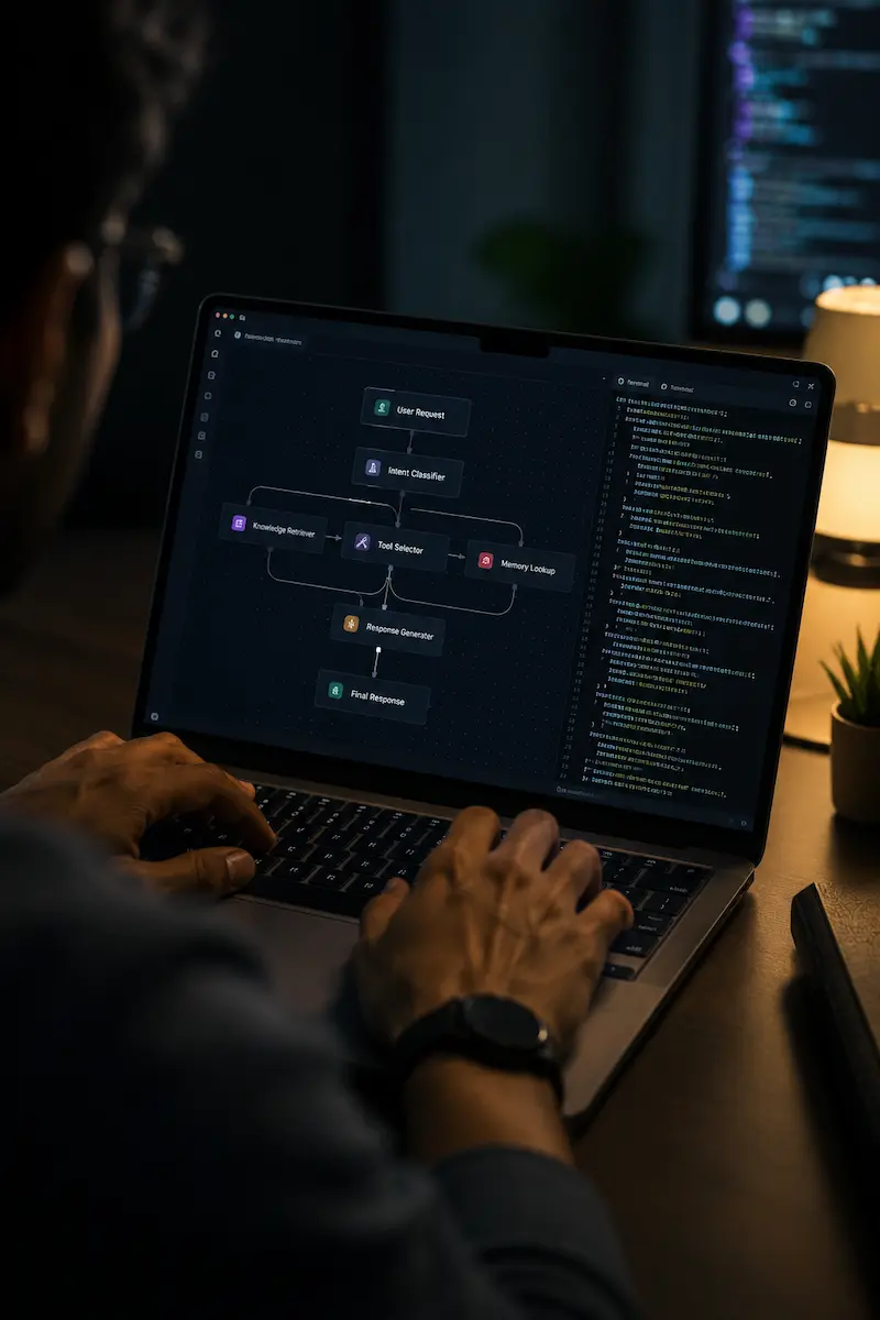 Building an AI agent workflow on a laptop